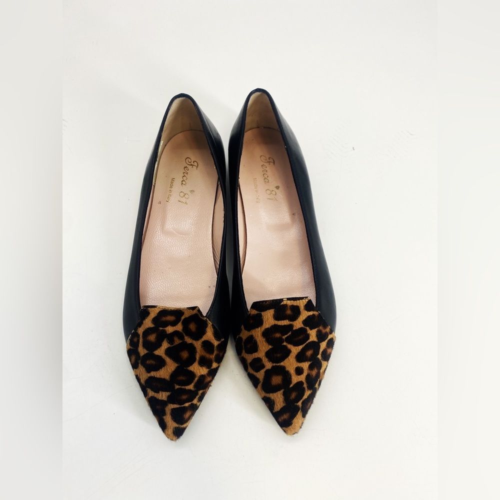 Ferca 81 Calf Hair Leopard Pointed Toe Flats Sz 38/8
